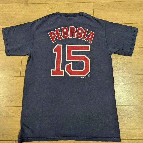 Vintage Boston Red Sox Majestic Baseball T Shirt #15 Dustin Pedroia Mens M - Picture 2 of 7